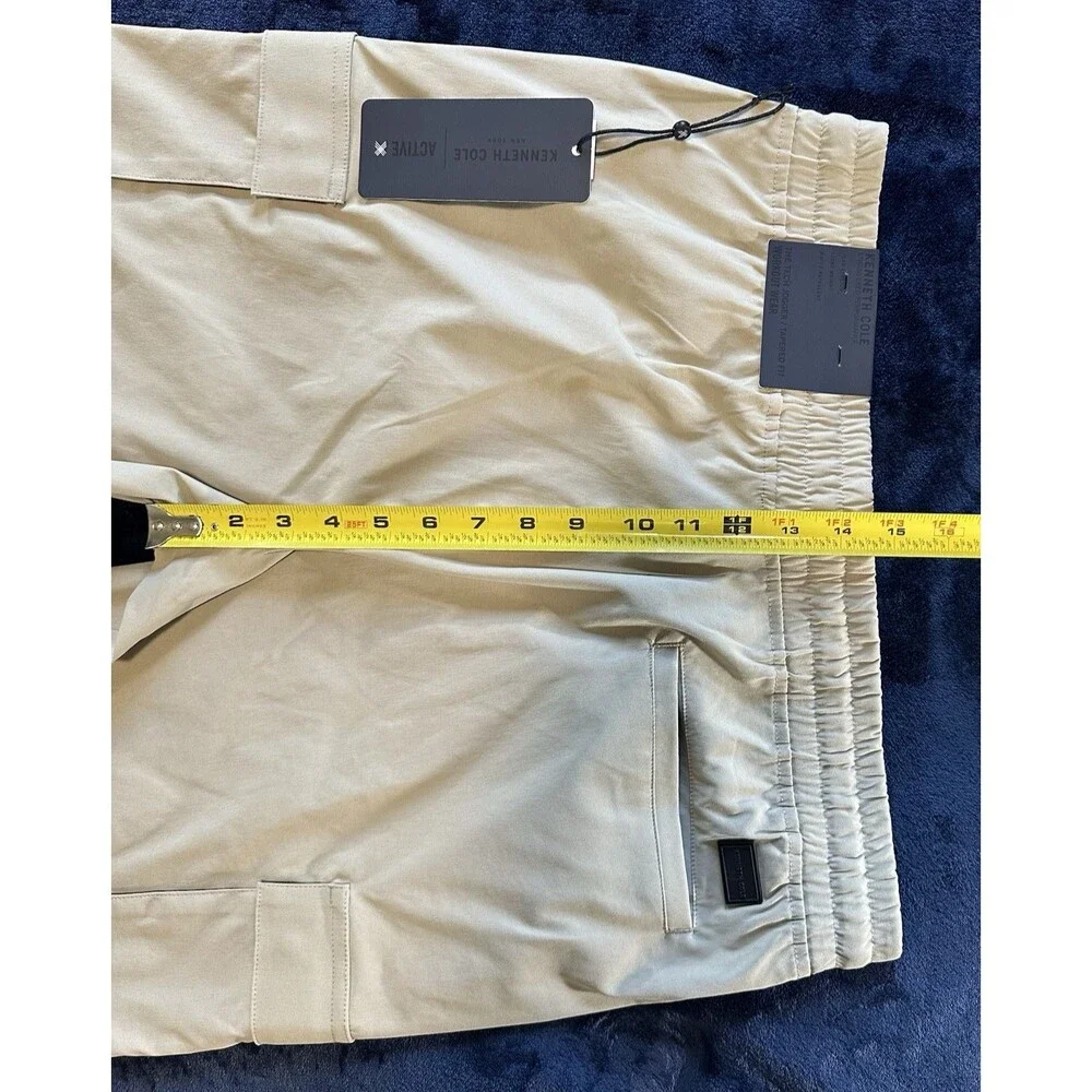 Kenneth Cole Tech Jogger Cargo Tapered Fit Stretch Activewear Khaki Men's L NWT